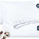 ROYALE LINENS Fitted Sheet with Pillowcases - Full Fitted Sheets with 2 Pillowcases - 300 Thread Count 100% Organic Cotton - Fits Mattress Up to 18" Deep - Soft & Breathable - White (No Flat Sheet)