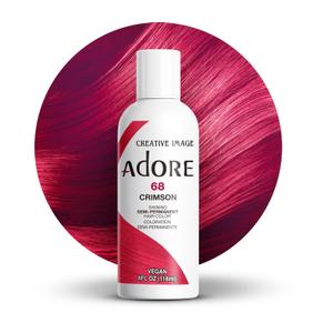 Adore Semi Permanent Hair Color - Vegan and Cruelty-Free Hair Dye - 4 Fl Oz - 068 Crimson (Pack of 3)