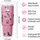 Halloween Scary Mask Tumbler with Lid and Straw 40oz Stainless Steel Travel Coffee Mug Horror Theme Double Wall Insulated Cup Funny Gift for Women Men (Pack of 1)