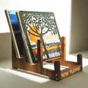 Now Playing Vinyl Record Stand, 3-Tier Wood Vinyl Record Storage Racks - Holds Up To 60 LP, Country Farmhouse Style Records Holder Space Saving for Vinyls Records Display