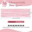 16 Pack Light Pink Cheesecloth Table Runners 20x120 Inch Gauze Table Runner Cheese Cloth 10FT Pink Table Runner Rustic Sheer Runner for Wedding Birthday Party Baby Shower Table Decor