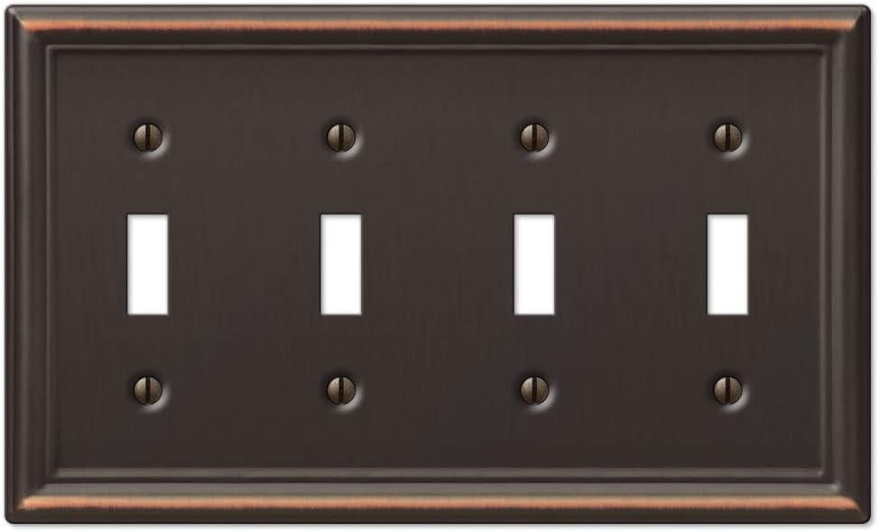 Amerelle 149T4DB Chelsea Wallplate, 4 Toggle, Steel, Aged Bronze, 1-Pack