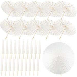 30 PCS 33 Inches White Paper Umbrellas, Oiled Chinese & Japanese Style White Parasols, White Paper Parasols Umbrellas Bulk for DIY Painting, Wedding, Bridal Party, Ceiling Decoration