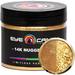 Eye Candy Pigments Premium Gold Mica Powder - 14k Nugget Gold (50gr) - for Epoxy, Resin, Soap, Paint, Woodworking, Acrylic Pouring, Bath Bombs, Fishing Lures - DIY Arts and Crafts Additive