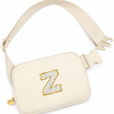 Belt Bag Crossbody Bags for Girls Women - Gifts for 8 9 10 11 12 13 Year Old Girl - Teen Birthday Gifts - Small Waist Packs Trendy Kids Fanny Pack - Initial White Z,Cream Bag