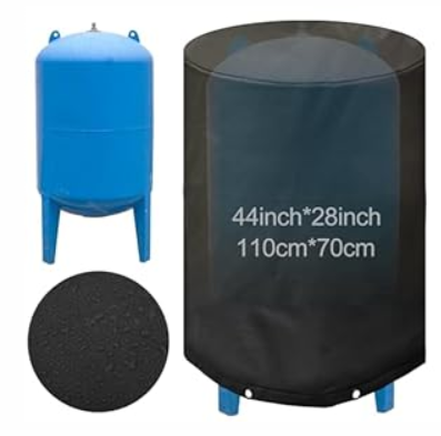 Windyun Round Water Pressure Tank Cover 28'' Diameter x 44'' Height Weatherproof Insulated Well Tank Cover Outdoor Well Covers for Yard Outside Winter Freeze Protection (Black) 
