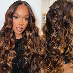 Leruikair 30 Inch Ombre Honey Blonde 5x5 HD Lace Closure Wigs Deep Wave Human Hair Wig P4/30 Pre Plucked Deep Curly Human Hair 200% Density For Black Woman