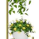Plant Stand Indoor, 2 Tier Hanging Tall Plant Shelf with Wheels, 3 Potted Corner Flower Stand Metal Plant Holder, Plant Shelves for Living Room, Bedroom, Patio, Outdoor, Gold