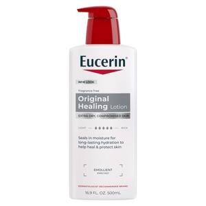 Eucerin Original Healing Rich Body Lotion for Extremely Dry, Compromised Skin, Emollient Enriched Body Moisturizer, 16.9 Fl Oz Bottle