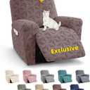 YEMYHOM Recliner Chair Cover, Stretch Recliner Slipcover for 1 Seater, Geometric Jacquard Reclining Couch Cover Furniture Protector for Pets & Kids, Brown