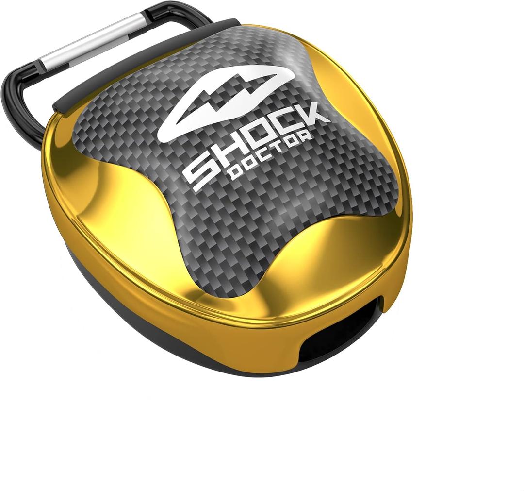Shock Doctor Mouth Guard Case, Ventilated, Universal Storage for Mouthguard, Adult & Youth Sizes (Chrome Gold)