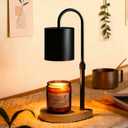 Candle Warmer Lamp Black - Dimmable Candle Lamp with Timer, Wax Warmer Lamp for Jar Candles, Adjustable Height Wax Melter for Home Decor, Farmhouse, Luxury Valentine's Day Gift (Black)