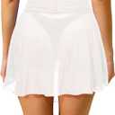 Pinup Fashion Sheer Mesh Skirt Women - Swim Mini High Waisted See Through Bikini Cover Up Skirts (White, XXL)
