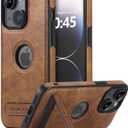Leather Case for iPhone 13/14, Protective Slim with Kickstand, Built-in Invisible Stand, Compatible with iPhone 13/14 6.1'' (Brown)