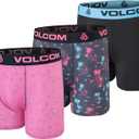 Volcom Mens Boxer Briefs 3 Pack Poly Spandex Performance FLY-LESS Support Boxer Briefs Underwear (Black, M)