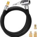 31" Upgraded Lengthened Tire Inflator Hose Adapter &Converting Nuts, Lock On Air Chuck with Hose and Tire Schrader Valve Fine Thread, for tire pump's Twist On Convert to Lock On Connection