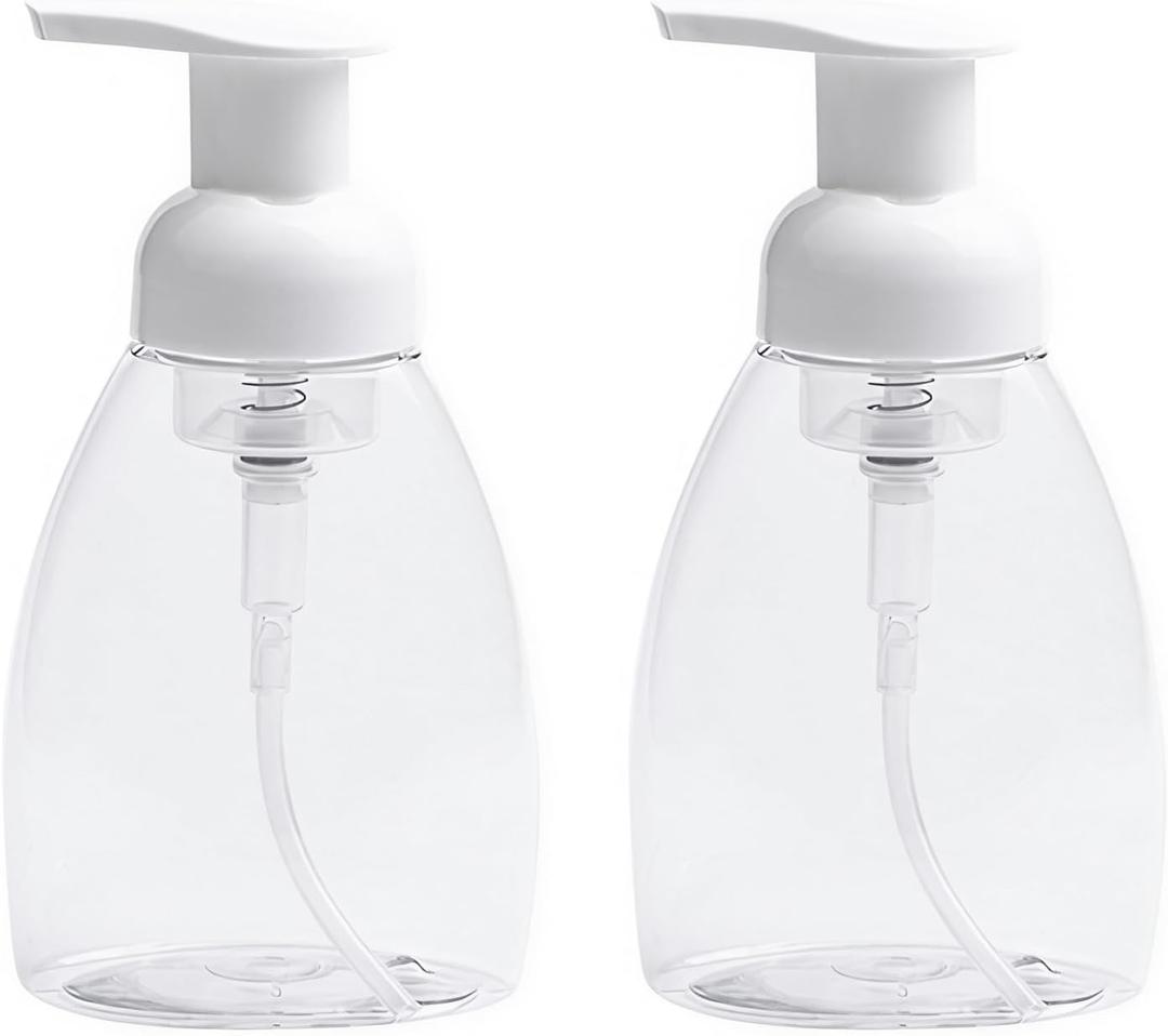 2-Pack Foaming Soap Dispenser Pump Bottles,Foam Hand Soap Dispenser with Refillable Plastic Container for Shampoo for Bathroom & Kitchen-Clear,8 oz(250ml)