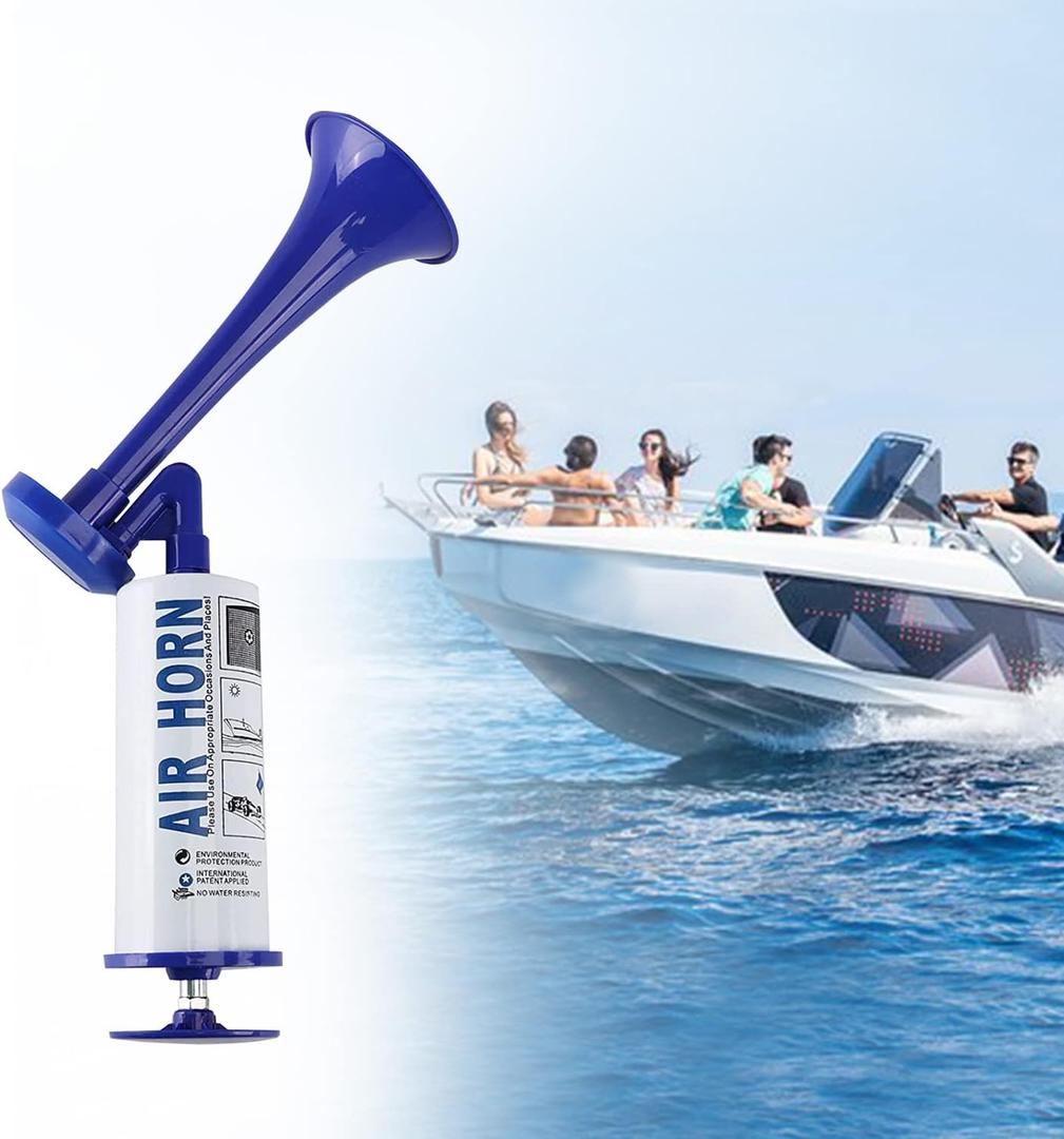 Handheld Air Horn, Boat Safety Horns, Stadium Noise Maker for Sporting Events Trumpet Horns Noisemakers Loud Sound Soccer Cheer Horns for Sports Games, Party Supplies, Outdoor Boating, Camping (Blue)