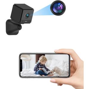 Smhawk Small Indoor Camera, 2K FHD WiFi Camera, Mini Home Security Camera, Cloud & SD Storage Security Camera, Motion Detection Alarm Device, Auto Night Vision, Upgraded Stable Stand; Black