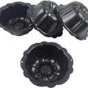 4 Inch Fluted Tube Cake Pan, Nonstick Mini Kugelhopf Mold, Carbon Steel Fluted Baking Cake Pans, Metal Round Pumpkin Shaped Mould for Muffin, Brownie, Pudding - Black, Set of 4