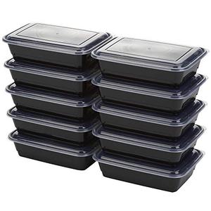 GoodCook Meal Prep Containers, Single Compartment 10-Pack, BPA-Free Reusable Food Storage, Black, Microwave & Freezer Safe, Stackable Meal Prep Containers for Lunches and Snacks
