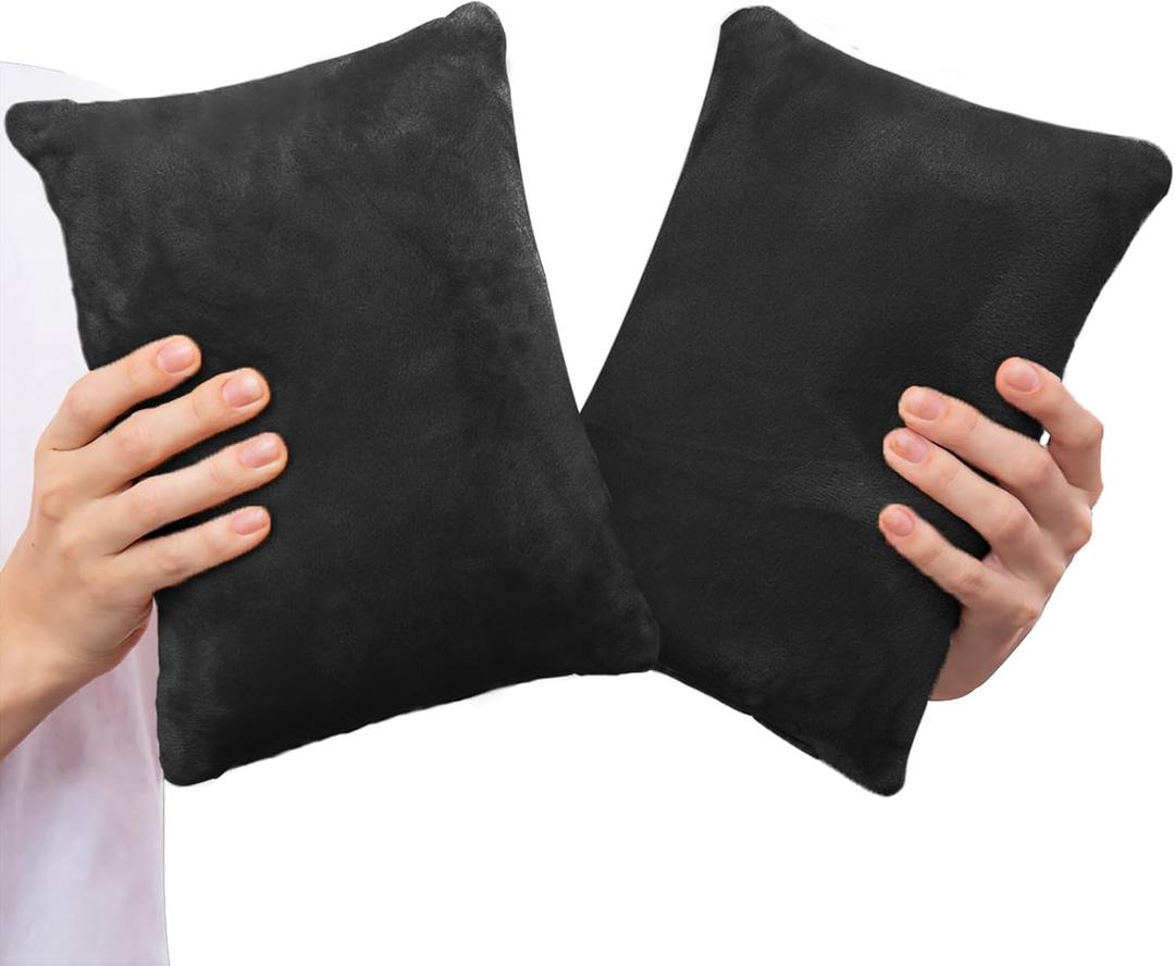 2 Pack Small Pillow, Memory Foam Mini Pillow 11 X 7 Inches for Travel, Sleeping, Nap and Neck, Knee, Lumbar Support, Tiny Pillow Cushion for Pet, Dogs (Black) (Black)