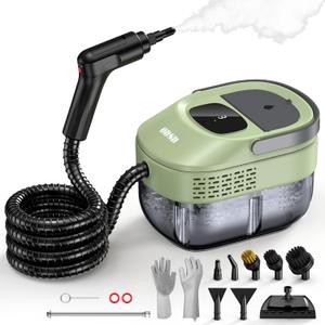 ODSD Steam Cleaner for Home & Car, 3-Level Adjustable Steamer for Cleaning, 15s Heat-Up & 1.6L Large Tank, Handheld Steam Cleaner for Car Detailing, Home, Tile, Grout, Furniture with 15pcs Accessories, Green