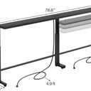 Kitstorack 2-Pack Black Narrow Console Table Behind Couch, Adjustable Height (25"-33") & 2 Power Outlets, Skinny Entryway Sofa Table 5.9" Deep x 78.8" Total Long, Split Design for Separate Use, 5.99"Deep