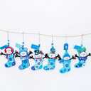 Winlyn 24 Sets Winter Decorations DIY Snowman Stocking Ornaments Christmas Craft Kits Foam Stocking with Festive Snowman Snowflake Foam Stickers for Kids Holiday Classroom Activities Party Favors