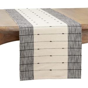 Saro Lifestyle Thin Stripe Table Runner, Black/White, 16"x72"