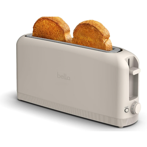 bella 2 Slice Slim Toaster, Fitsanywhere™ Kitchenware, 6 Setting Shade Control with Reheat & Cancel Buttons, Fits sourdough, 10” Long Slot, Anti Jam & Auto Shutoff, 900 Watt, Oatmilk