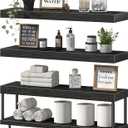 QEEIG Long Bathroom Floating Shelves Over Toilet (Black, Set of 3, 23.6")