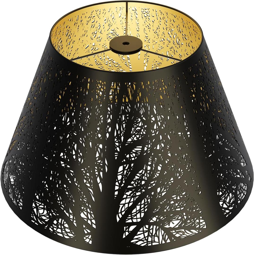 Medium Lamp Shade, ALUCSET Barrel Metal Lampshade with Pattern of Trees Lampshade for Table Lamp, 7x13x7.8 inch, Metal Lampshades, Spider