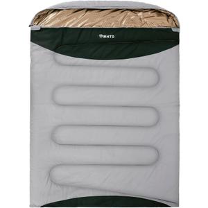 MHTD Double Sleeping Bag for Adults Cold Weather 0 Degrees Heavy Duty Two Person Sleeping Bag for Camping Cotton Canvas YKK Zipper Portable (GRAY)