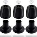 3-Piece Metal Matte Black Shower Knob Replacement Set, 3 Faucet Handle Trim Kit,Shower Knob with Base & Nipples,Compatible with Price/Pfister Verve Tub Shower Handle,Fits 12 Tooth 9.5mm Valve Stem