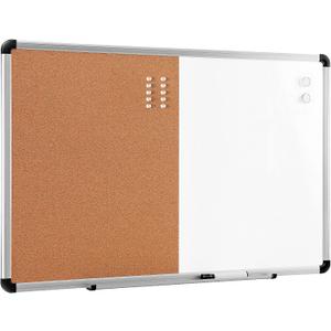 Amazon Basics Magnetic Dry Erase Whiteboard & Cork Board Combo, Wall Mounted for Home, Office and Classroom, Aluminum Frame, 36" x 24", White/Yellow