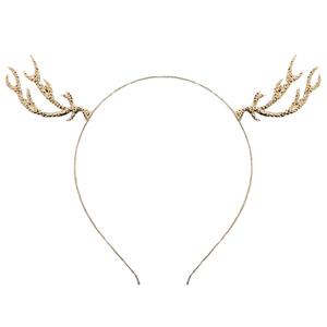 3 x Christmas Reindeer Antlers Headband Xmas Reindeer Hair Band Women Deer Horn Headpiece Hairband Hair Hoop Holiday Party Decoration Cosplay Costume Cute Handmade Crystal Hair Accessories 1 Pack Golden (Style 3: Golden Plated)