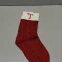 Edoneery Personalized Christmas Stockings with Initials, 18 Inches Xmas Embroidered Monogrammed Cable Knitted Stocking for Family, Holiday Hanging Decoration Gifts for Fireplace(Red and White T)