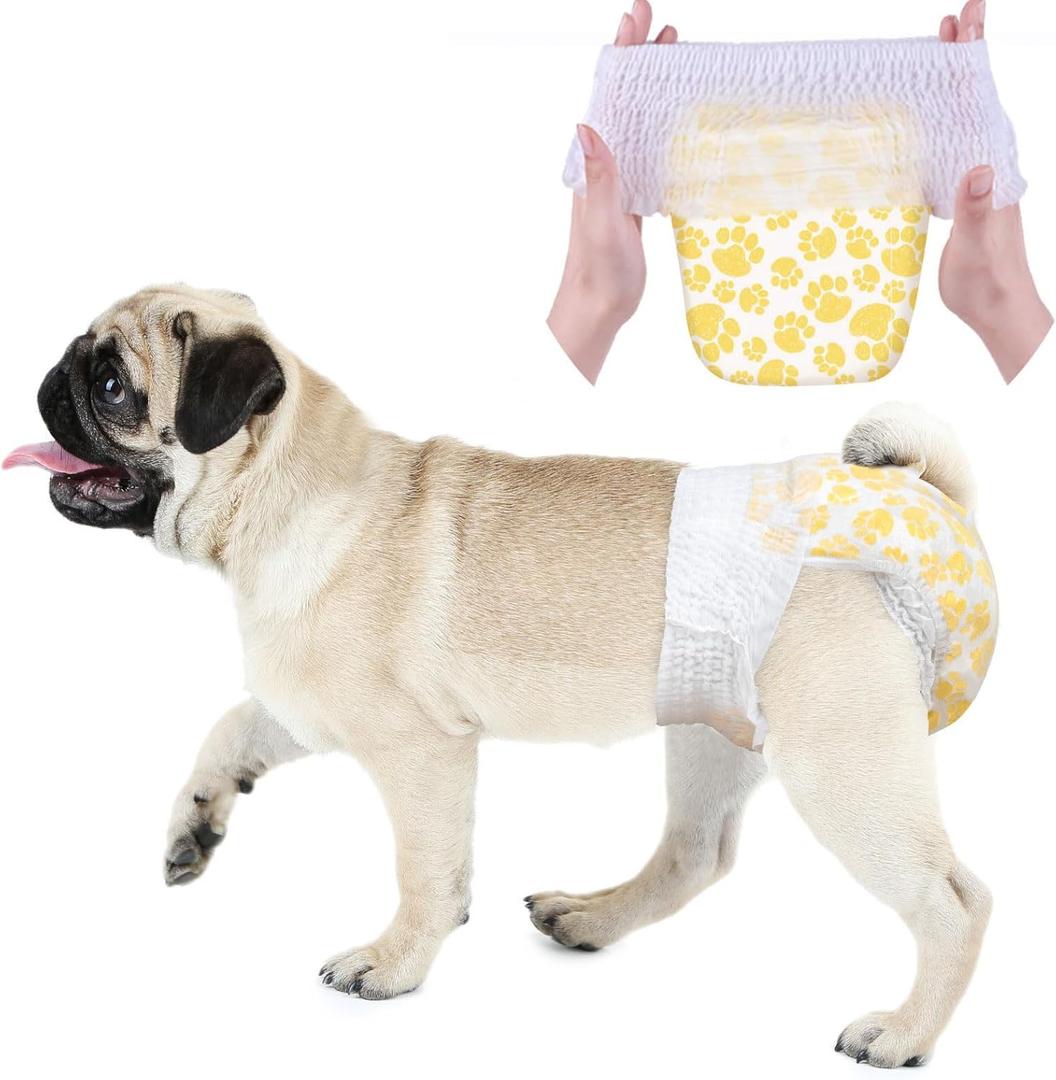 Dono Dog Diapers Female, Disposable Full Wrap with Stretchy Waist, 360 Leak-Proof, Absorbent, Heat Period Doggie Diapers for Small and Large Dogs for Heat, 14 PCS