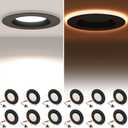 12 Pack Black 5/6 Inch LED Can Lights with Night Light, 5CCT Retrofit Recessed Lighting Selectable 2700K-6000K Dimmable, 12W=75W, 1200LM Downlight with Metal Smooth Trim-ETL and Energy Star