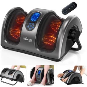 TISSCARE Shiatsu Foot Massager with Heat: FSA HSA Eligible Foot Massager for Neuropathy, Plantar Fasciitis and Pain Relief-Massage Feet/Leg/Calf/Ankle at Home/Office, Gifts for Women and Men(Gray)