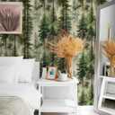 HAOKHOME Forest Peel and Stick Wallpaper Tree Wall Paper Wood Removable for Bedroom Green Contact Paper 17.3in x 9.8ft