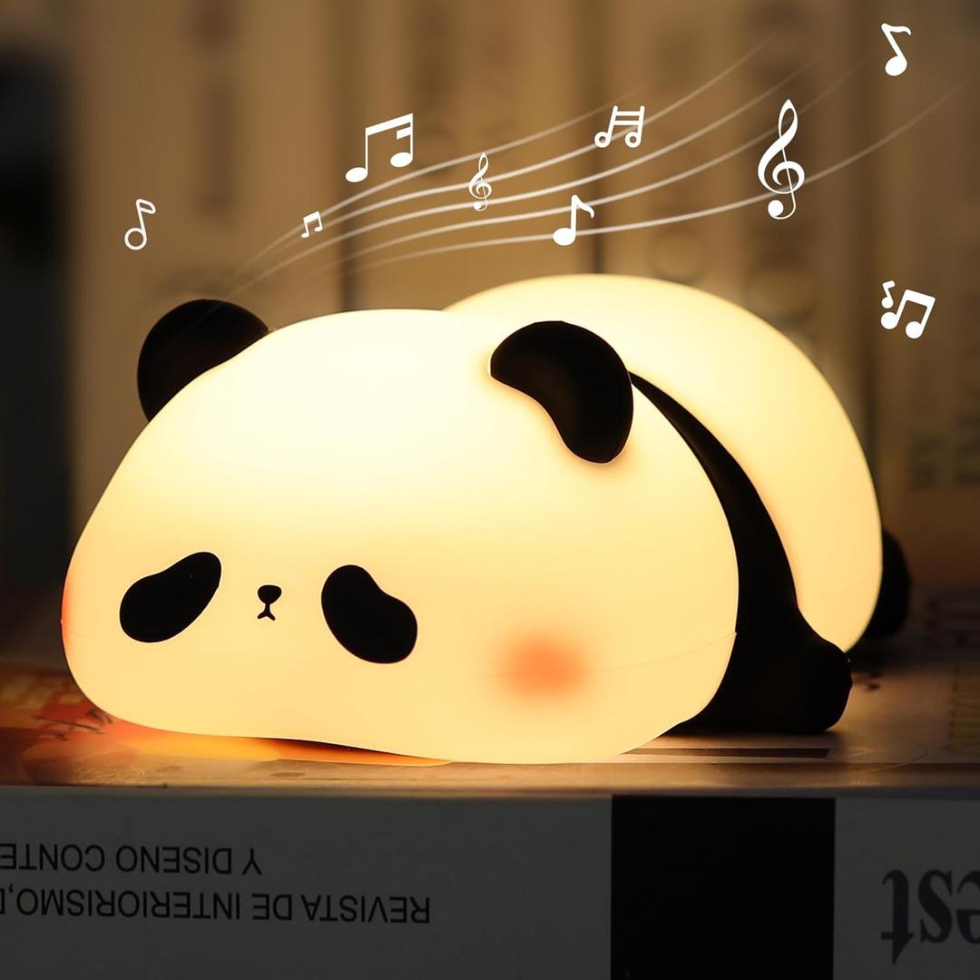 YISUN Panda Night Light with White Noise, LED Squishy Night Light, Soft Silicone Nursery Nightlight Rechargeable LED Touch Light with 4 Soothing Sleep Sounds for Kids Room
