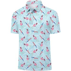 Golf Polo Shirts for Men Funny Men's Polo Shirts Short Sleeve Funny Golf Polos Performance Moisture Wicking Dry Fit (XX-Large, Armed Flamingo)