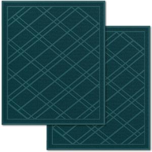 SlipToGrip Universal Door Mat 2-Pack  42x35 Green Plaid Design  Anti-Slip, Waterproof, Washable Entryway Rug  Durable Indoor/Outdoor Floor Mat for Front Door, Patio, Garage, Kitchen, and More