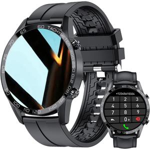 Men Smart Watch for Android iOS, Bluetooth Calls Voice Chat with Heart Rate/Sleep Monitor Fitness Tracker, 1.3" Full Touch Screen IP67 Waterproof Stainless Steel Activity Tracker for Men