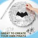 Jenaai Disco Ball Large Piata 16 Inch, Round Blank Disco Piata with Stick Blindfold and Confetti for Adults and Kids' Birthday Parties, Carnivals New Year Decorations Supplies(Shiny Silver)