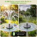 AISITIN 3.5W Solar Fountain Pump Built-in 1500mAh Battery, Bird Bath Fountain with 6 Nozzles, Solar Floating Water Pump for Bird Bath, Fish Tank, Pond, Pool, Garden and Outdoor
