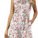 IECCP Womens Rompers 2025 Summer Trendy Pleated Jumpsuit Casual Loose Shorts Overall Sleeveless Outfits with Pockets, Medium