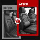 Front Ford F150 2009-2026 Seat Covers F250/F350/F450 2017-2026 Leather Car Seat Covers Full Set Car Seat Cover for Crew Cab XL XLT Lariat King Ranch Platinum with Lumbar Support(Black&Gray)